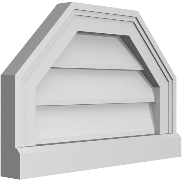 Ekena Millwork Octagonal Top Surface Mount PVC Gable Vent w/ 2"W x 2"P Brickmould Sill Frame, 18"W x 12"H - GVPOT18X1203SN