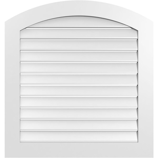 Ekena Millwork Arch Top Surface Mount PVC Gable Vent: Non-Functional, w/ 3-1/2"W x 1"P Standard Frame, 34"W x 34"H - GVPAR34X3401SN