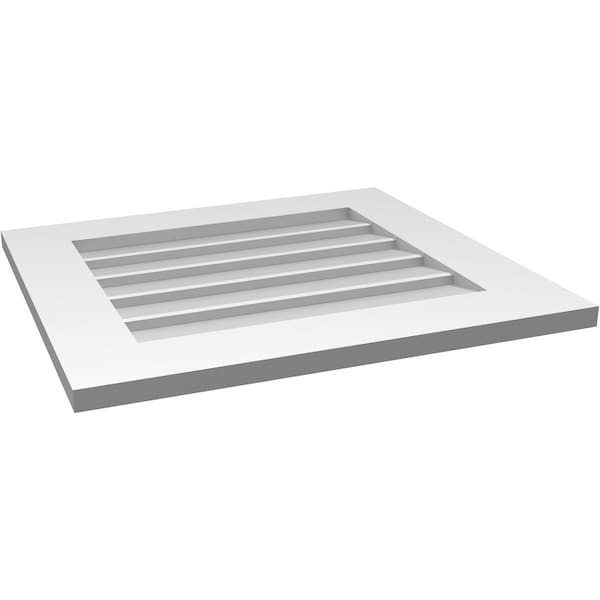 Ekena Millwork Vertical Surface Mount PVC Gable Vent: Non-Functional, w/ 3-1/2"W x 1"P Standard Frame, 24"W x 22"H - GVPVE24X2201SN