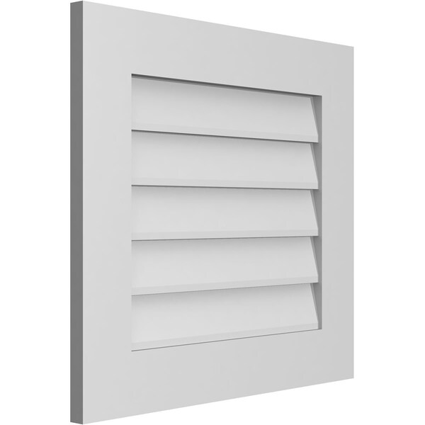 Ekena Millwork Vertical Surface Mount PVC Gable Vent: Non-Functional, w/ 3-1/2"W x 1"P Standard Frame, 24"W x 22"H - GVPVE24X2201SN
