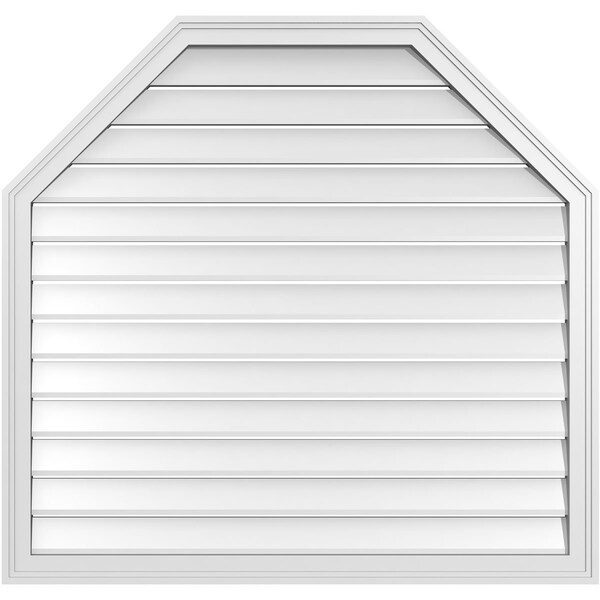 Ekena Millwork Octagonal Top Surface Mount PVC Gable Vent w/ 2"W x 1-1/2"P Brickmould Frame, 42"W x 40"H - GVPOT42X4002SF