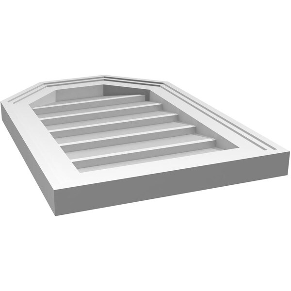 Ekena Millwork Octagonal Top Surface Mount PVC Gable Vent w/ 2"W x 1-1/2"P Brickmould Frame, 14"W x 20"H - GVPOT14X2002SN