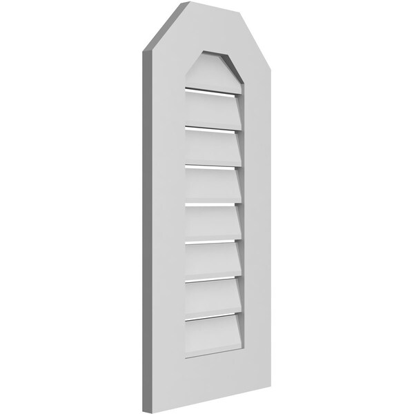Ekena Millwork Octagonal Top Surface Mount PVC Gable Vent: Functional, w/ 3-1/2"W x 1"P Standard Frame, 14"W x 30"H - GVPOT14X3001SF