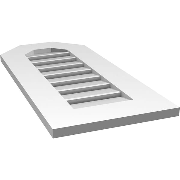 Ekena Millwork Octagonal Top Surface Mount PVC Gable Vent: Functional, w/ 3-1/2"W x 1"P Standard Frame, 14"W x 30"H - GVPOT14X3001SF