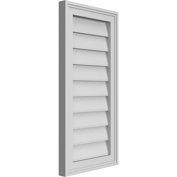 Ekena Millwork Vertical Surface Mount PVC Gable Vnt: Non-Functional, w/2"W x 1-1/2"H, Brickmould Frame, 14"W x 28"H - GVPVE14X2802SN
