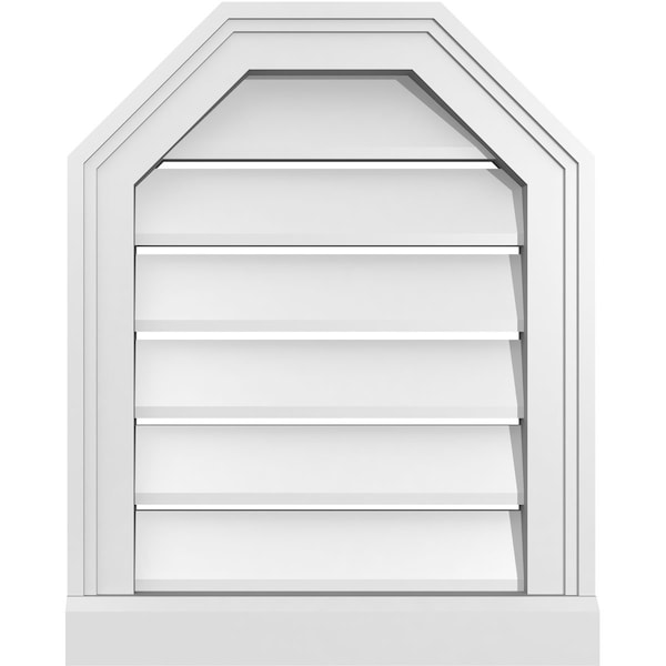 Ekena Millwork Octagonal Top Surface Mount PVC Gable Vent w/ 2"W x 2"P Brickmould Sill Frame, 16"W x 20"H - GVPOT16X2003SF