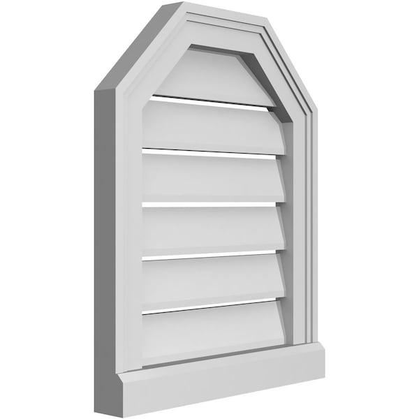 Ekena Millwork Octagonal Top Surface Mount PVC Gable Vent w/ 2"W x 2"P Brickmould Sill Frame, 16"W x 20"H - GVPOT16X2003SF