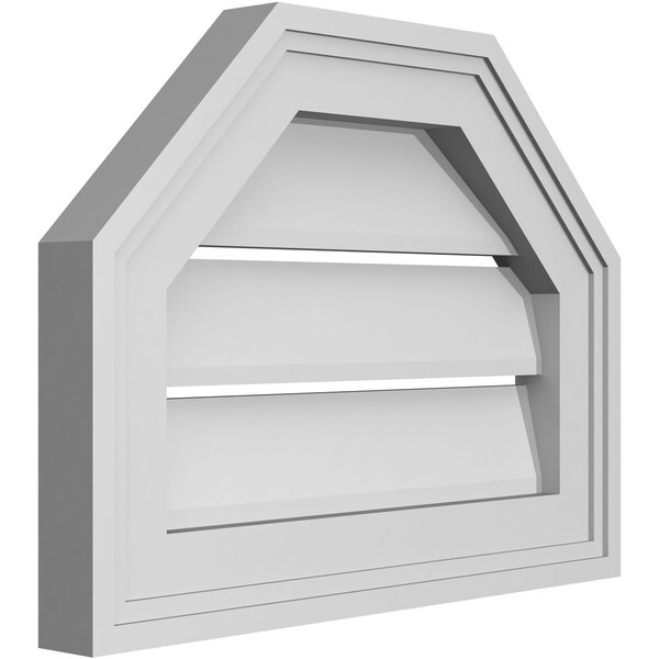 Ekena Millwork Octagonal Top Surface Mount PVC Gable Vent w/ 2"W x 1-1/2"P Brickmould Frame, 16"W x 12"H - GVPOT16X1202SF