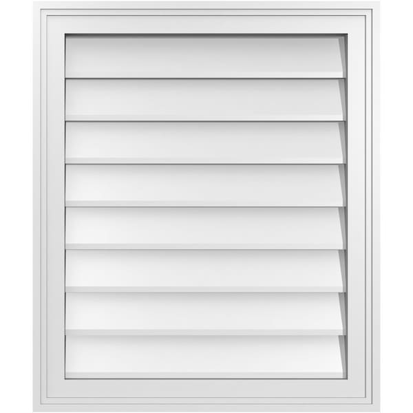 Ekena Millwork Vertical Surface Mount PVC Gable Vnt: Non-Functional, w/2"W x 1-1/2"H, Brickmould Frame, 22"W x 26"H - GVPVE22X2602SN