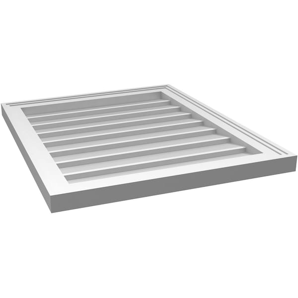 Ekena Millwork Vertical Surface Mount PVC Gable Vnt: Non-Functional, w/2"W x 1-1/2"H, Brickmould Frame, 22"W x 26"H - GVPVE22X2602SN
