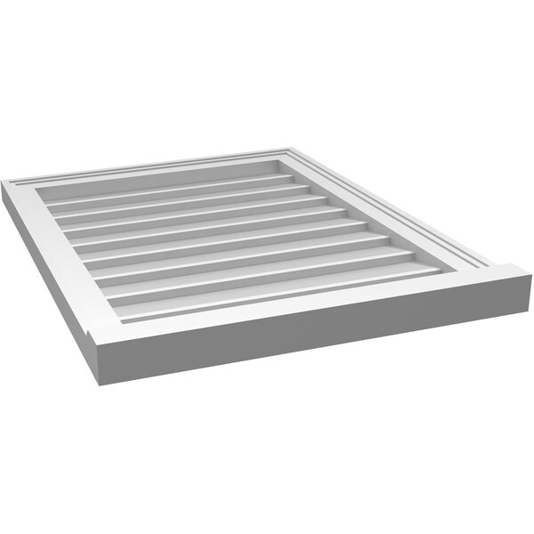 Ekena Millwork Vertical Surface Mount PVC Gable Vent w/ 2"W x 2"H , Brickmould Sill Frame, 22"W x 28"H - GVPVE22X2803SN