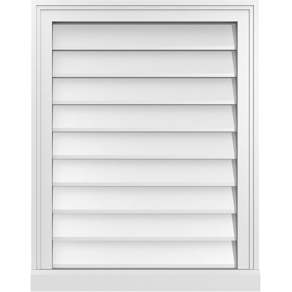Ekena Millwork Vertical Surface Mount PVC Gable Vent w/ 2"W x 2"H , Brickmould Sill Frame, 22"W x 28"H - GVPVE22X2803SN