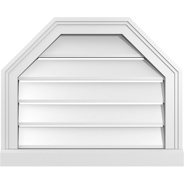 Ekena Millwork Octagonal Top Surface Mount PVC Gable Vent w/ 2"W x 2"P Brickmould Sill Frame, 22"W x 18"H - GVPOT22X1803SF