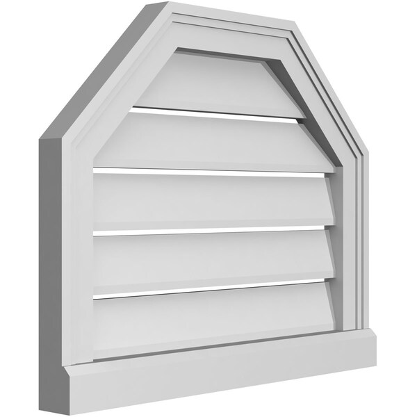 Ekena Millwork Octagonal Top Surface Mount PVC Gable Vent w/ 2"W x 2"P Brickmould Sill Frame, 22"W x 18"H - GVPOT22X1803SF