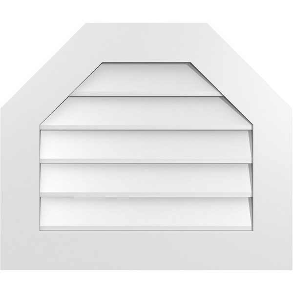 Ekena Millwork Octagonal Top Surface Mount PVC Gable Vent w/ 3-1/2"W x 1"P Standard Frame, 26"W x 22"H - GVPOT26X2201SN