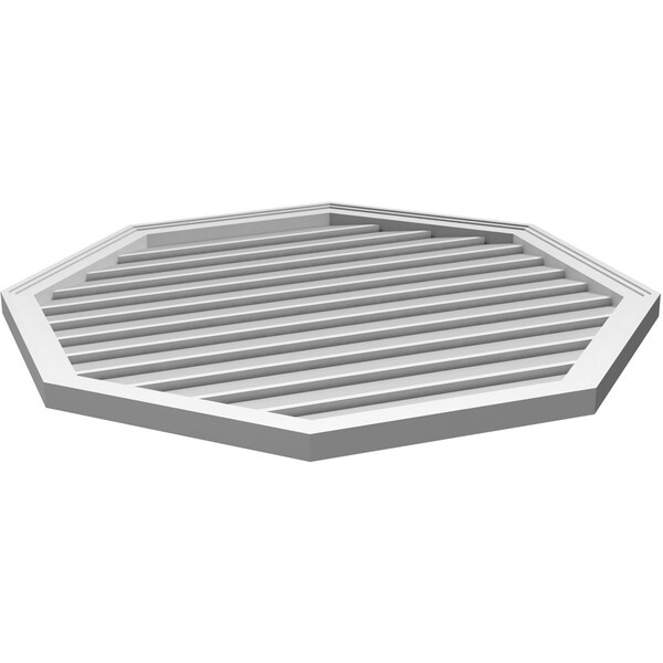 Ekena Millwork Octagonal Surface Mount PVC Gable Vent: Functional, w/ 2"W x 1-1/2"P Brickmould Frame, 38"W x 38"H - GVPOC38X3802SF