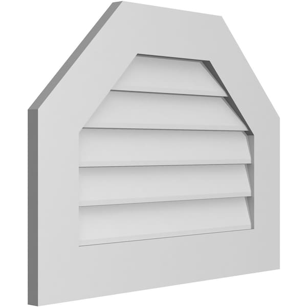 Ekena Millwork Octagonal Top Surface Mount PVC Gable Vent w/ 3-1/2"W x 1"P Standard Frame, 26"W x 20"H - GVPOT26X2001SN