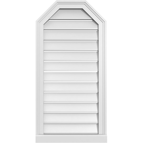 Ekena Millwork Octagonal Top Surface Mount PVC Gable Vent w/ 2"W x 2"P Brickmould Sill Frame, 18"W x 36"H - GVPOT18X3603SF