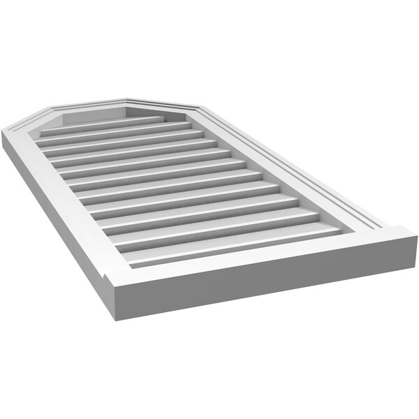 Ekena Millwork Octagonal Top Surface Mount PVC Gable Vent w/ 2"W x 2"P Brickmould Sill Frame, 18"W x 36"H - GVPOT18X3603SF
