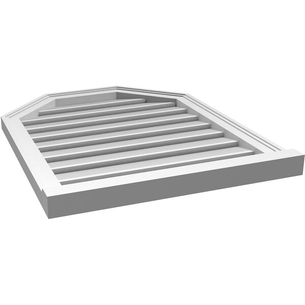 Ekena Millwork Octagonal Top Surface Mount PVC Gable Vent w/ 2"W x 2"P Brickmould Sill Frame, 24"W x 30"H - GVPOT24X3003SF
