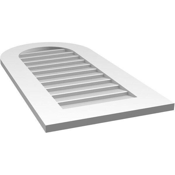 Ekena Millwork Round Top Surface Mount PVC Gable Vent: Non-Functional, w/ 3-1/2"W x 1"P Standard Frame, 18"W x 36"H - GVPRT18X3601SN