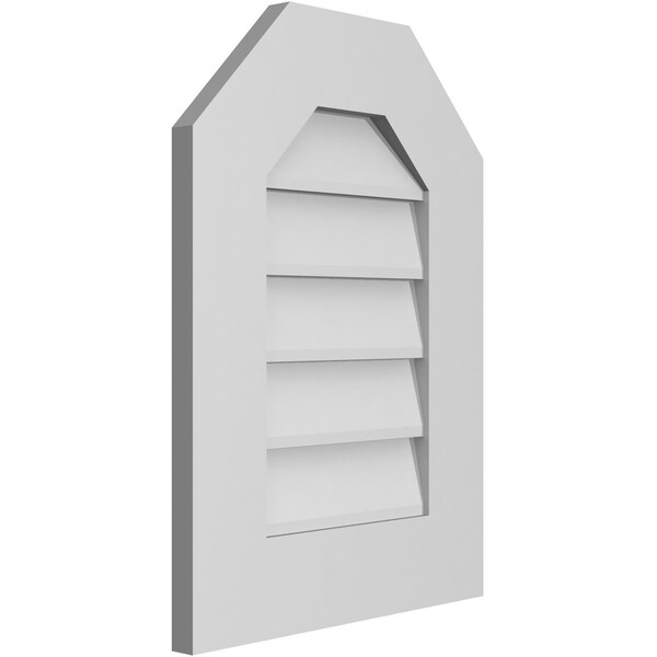 Ekena Millwork Octagonal Top Surface Mount PVC Gable Vent w/ 3-1/2"W x 1"P Standard Frame, 16"W x 22"H - GVPOT16X2201SN