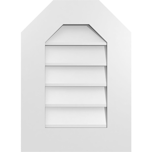 Ekena Millwork Octagonal Top Surface Mount PVC Gable Vent w/ 3-1/2"W x 1"P Standard Frame, 16"W x 22"H - GVPOT16X2201SN