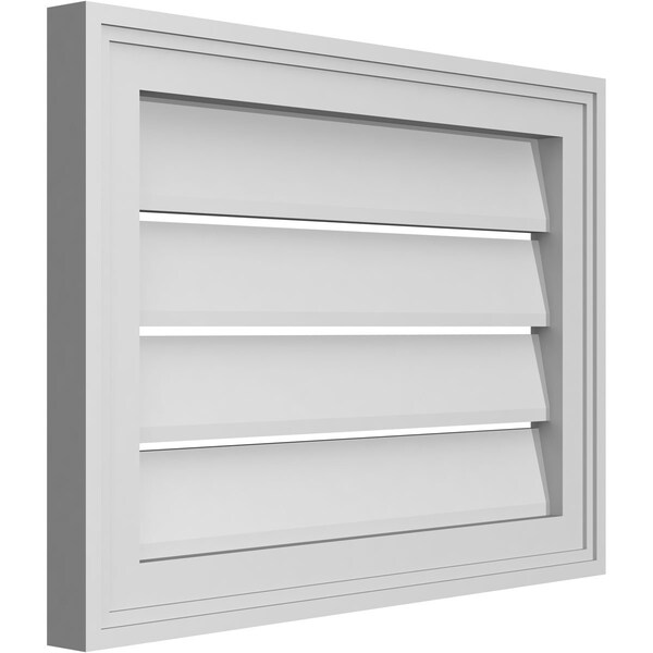 Ekena Millwork Vertical Surface Mount PVC Gable Vent: Functional, w/ 2"W x 1-1/2"P Brickmould Frame, 22"W x 16"H - GVPVE22X1602SF