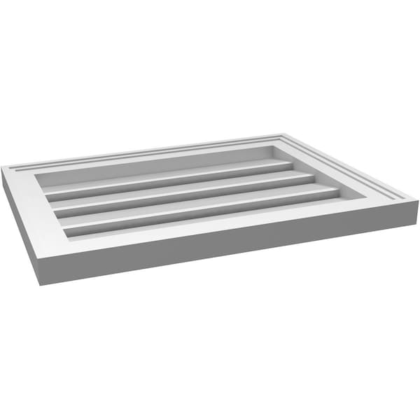 Ekena Millwork Vertical Surface Mount PVC Gable Vent: Functional, w/ 2"W x 1-1/2"P Brickmould Frame, 22"W x 16"H - GVPVE22X1602SF