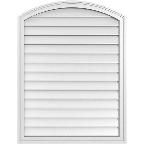 Ekena Millwork Arch Top Surface Mount PVC Gable Vent: Functional, w/ 2"W x 1-1/2"P Brickmould Frame, 32"W x 42"H - GVPAR32X4202SF