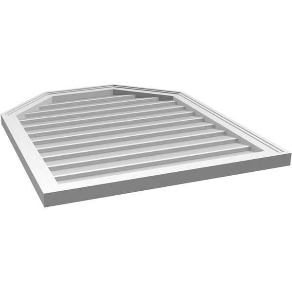 Ekena Millwork Octagonal Top Surface Mount PVC Gable Vent w/ 2"W x 1-1/2"P Brickmould Frame, 28"W x 34"H - GVPOT28X3402SN