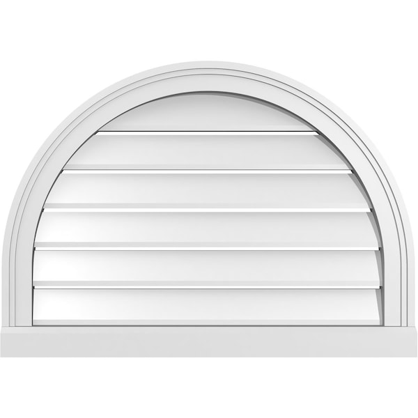 Ekena Millwork Round Top Surface Mount PVC Gable Vent: Functional, w/ 2"W x 2"P Brickmould Sill Frame, 28"W x 20"H - GVPRT28X2003SF