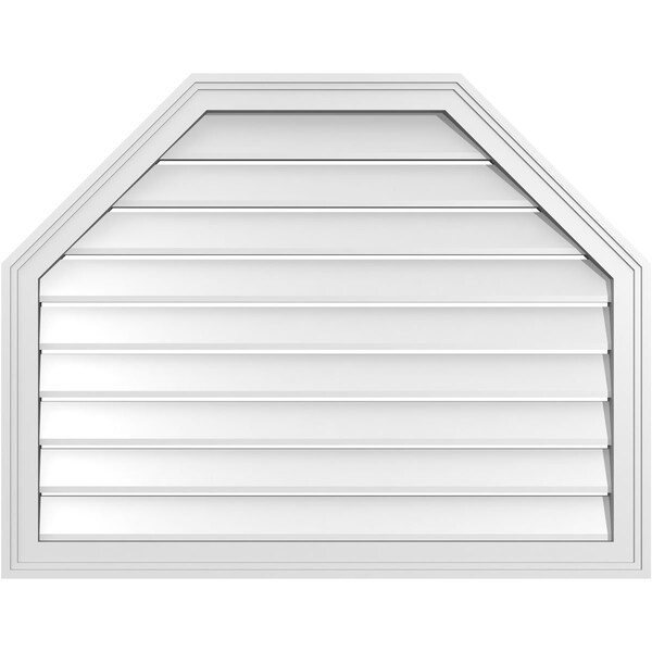 Ekena Millwork Octagonal Top Surface Mount PVC Gable Vent w/ 2"W x 1-1/2"P Brickmould Frame, 36"W x 28"H - GVPOT36X2802SF