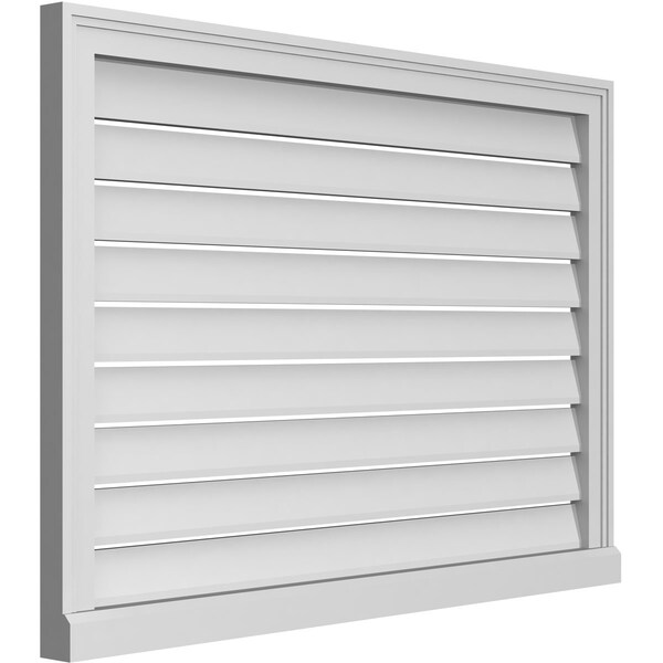 Ekena Millwork Vertical Surface Mount PVC Gable Vent: Functional, w/ 2"W x 2"P Brickmould Sill Frame, 40"W x 28"H - GVPVE40X2803SF