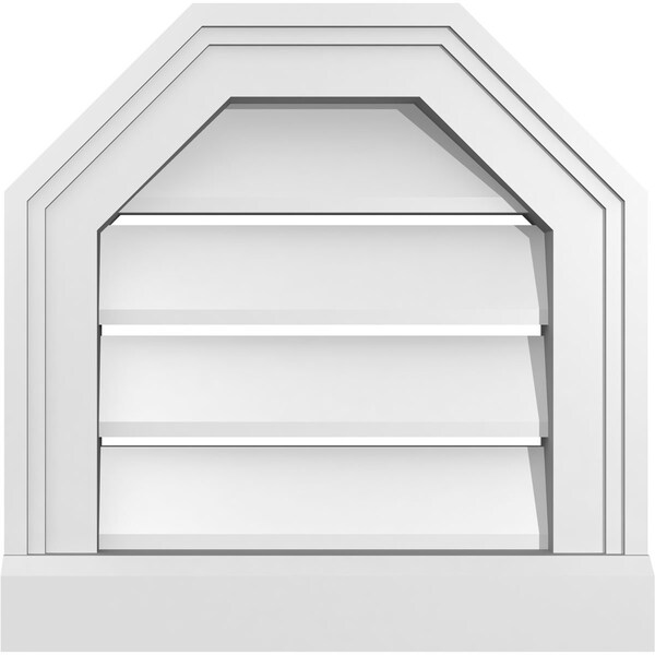 Ekena Millwork Octagonal Top Surface Mount PVC Gable Vent w/ 2"W x 2"P Brickmould Sill Frame, 14"W x 14"H - GVPOT14X1403SF