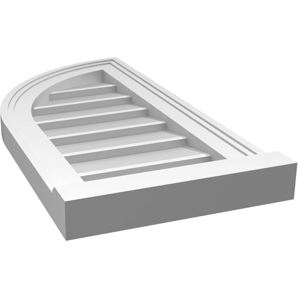Ekena Millwork Quarter Round Top Left Surface Mount PVC Gable Vent w/ 2"W x 2"P Brickmould Sill Frame, 12"W x 24"H - GVPQL12X2403SN