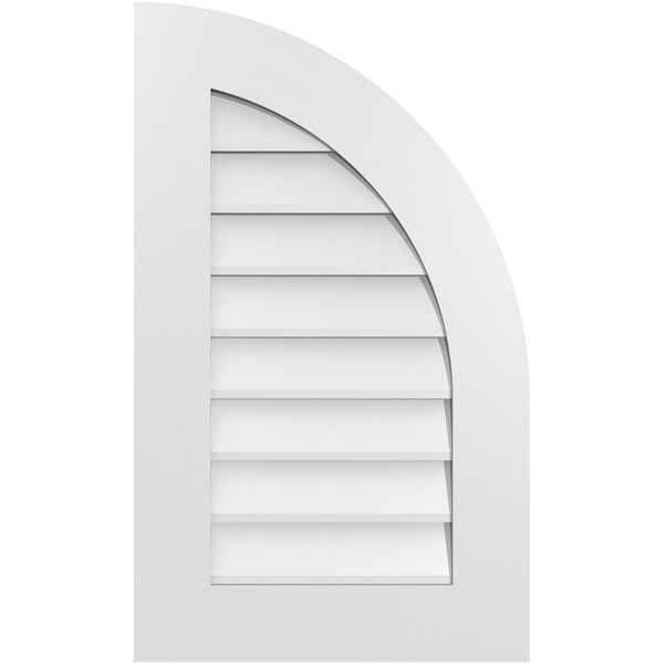 Ekena Millwork Quarter Round Top Right Surface Mount PVC Gable Vent w/ 3-1/2"W x 1"P Standard Frame, 18"W x 30"H - GVPQR18X3001SN