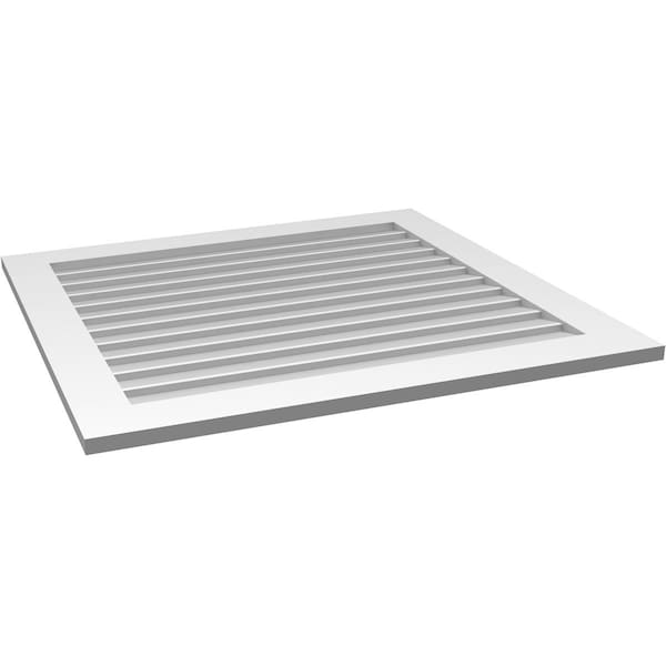 Ekena Millwork Vertical Surface Mount PVC Gable Vent: Non-Functional, w/3-1/2"W x 1"H, Standard Frame, 38"W x 36"H - GVPVE38X3601SN