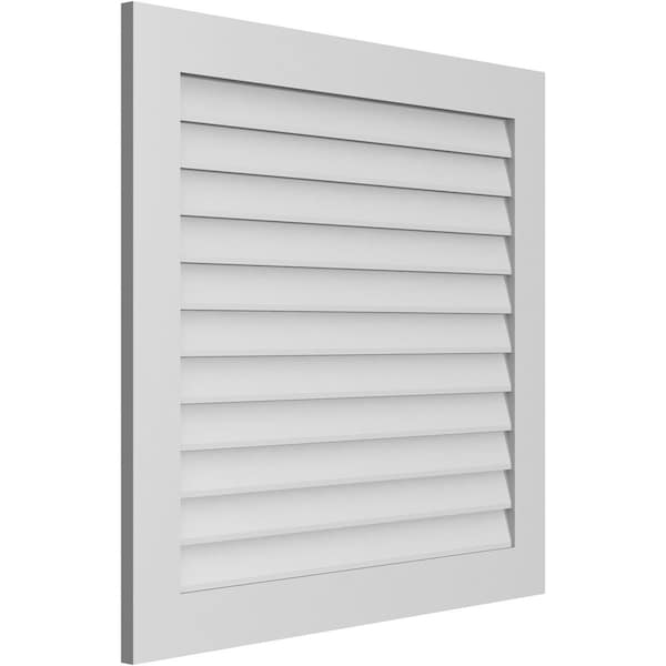 Ekena Millwork Vertical Surface Mount PVC Gable Vent: Non-Functional, w/3-1/2"W x 1"H, Standard Frame, 38"W x 36"H - GVPVE38X3601SN