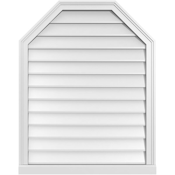 Ekena Millwork Octagonal Top Surface Mount PVC Gable Vent w/ 2"W x 2"P Brickmould Sill Frame, 30"W x 38"H - GVPOT30X3803SN