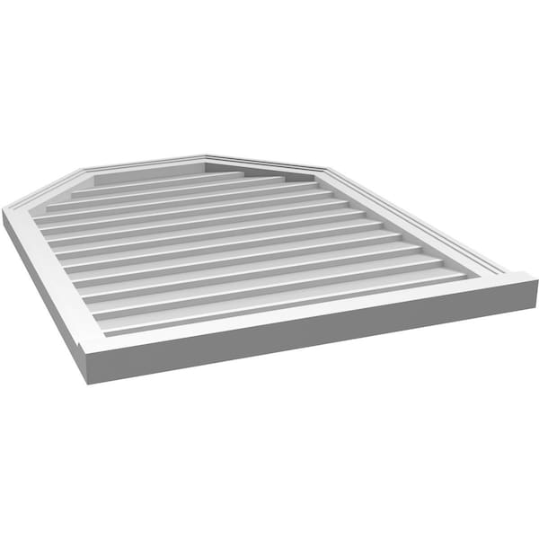 Ekena Millwork Octagonal Top Surface Mount PVC Gable Vent w/ 2"W x 2"P Brickmould Sill Frame, 30"W x 38"H - GVPOT30X3803SN