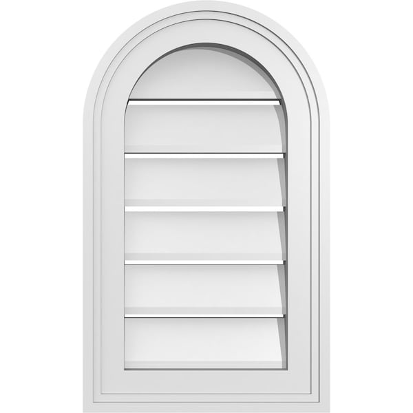 Ekena Millwork Round Top Surface Mount PVC Gable Vent: Functional, w/ 2"W x 1-1/2"P Brickmould Frame, 12"W x 20"H - GVPRT12X2002SF
