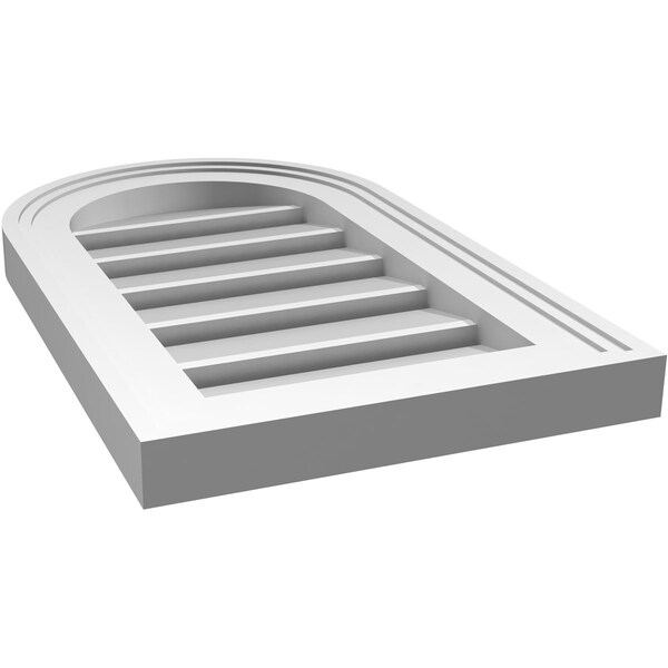Ekena Millwork Round Top Surface Mount PVC Gable Vent: Functional, w/ 2"W x 1-1/2"P Brickmould Frame, 12"W x 20"H - GVPRT12X2002SF