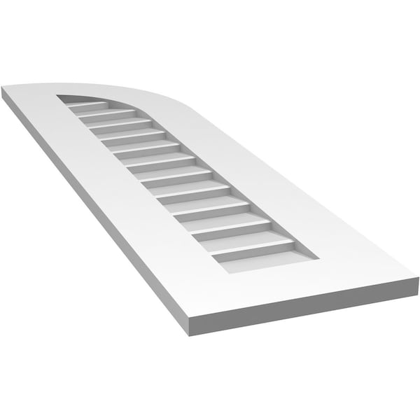 Ekena Millwork Quarter Round Top Right Surface Mount PVC Gable Vent w/ 3-1/2"W x 1"P Standard Frame, 12"W x 42"H - GVPQR12X4201SN