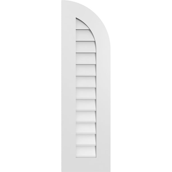 Ekena Millwork Quarter Round Top Right Surface Mount PVC Gable Vent w/ 3-1/2"W x 1"P Standard Frame, 12"W x 42"H - GVPQR12X4201SN