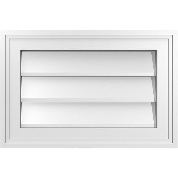 Ekena Millwork Vertical Surface Mount PVC Gable Vnt: Non-Functional, w/2"W x 1-1/2"H, Brickmould Frame, 18"W x 12"H - GVPVE18X1202SN