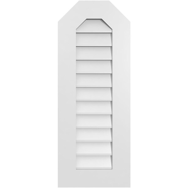 Ekena Millwork Octagonal Top Surface Mount PVC Gable Vent w/ 3-1/2"W x 1"P Standard Frame, 14"W x 36"H - GVPOT14X3601SN