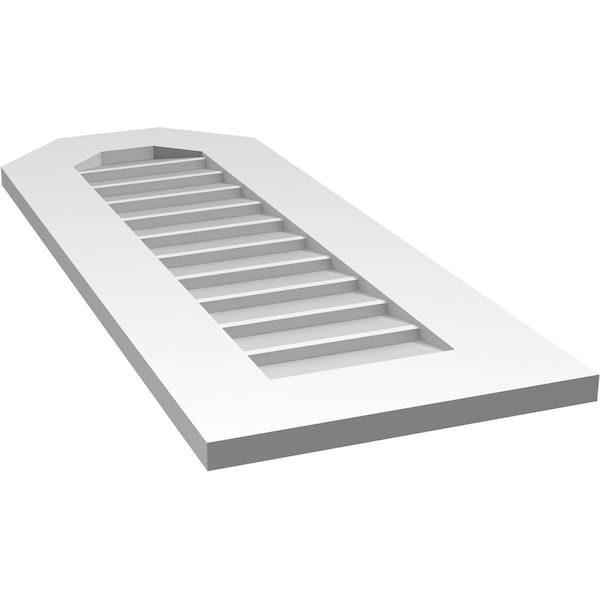 Ekena Millwork Octagonal Top Surface Mount PVC Gable Vent w/ 3-1/2"W x 1"P Standard Frame, 14"W x 36"H - GVPOT14X3601SN