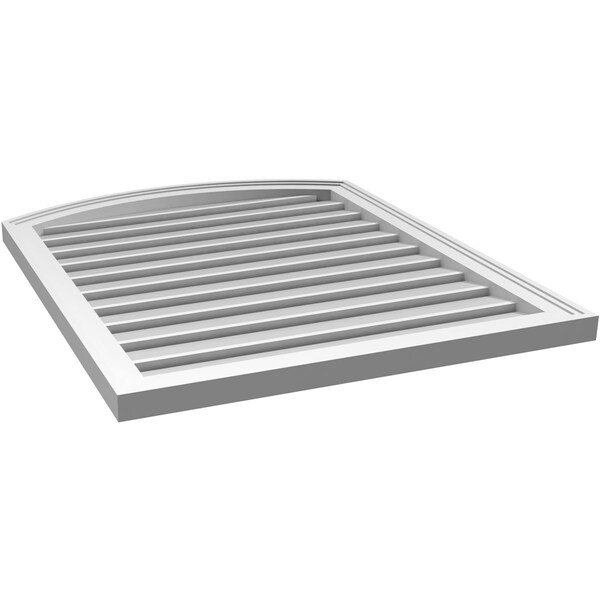 Ekena Millwork Arch Top Surface Mount PVC Gable Vent: Non-Functional, w/2"W x 1-1/2"P Brickmould Frame, 28"W x 32"H - GVPAR28X3202SN