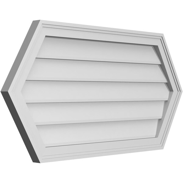 Ekena Millwork Half Round Surface Mount PVC Gable Vent w/ 2"W x 1-1/2"P Brickmould Frame, 38"W x 19"H - GVPHR38X1902SN